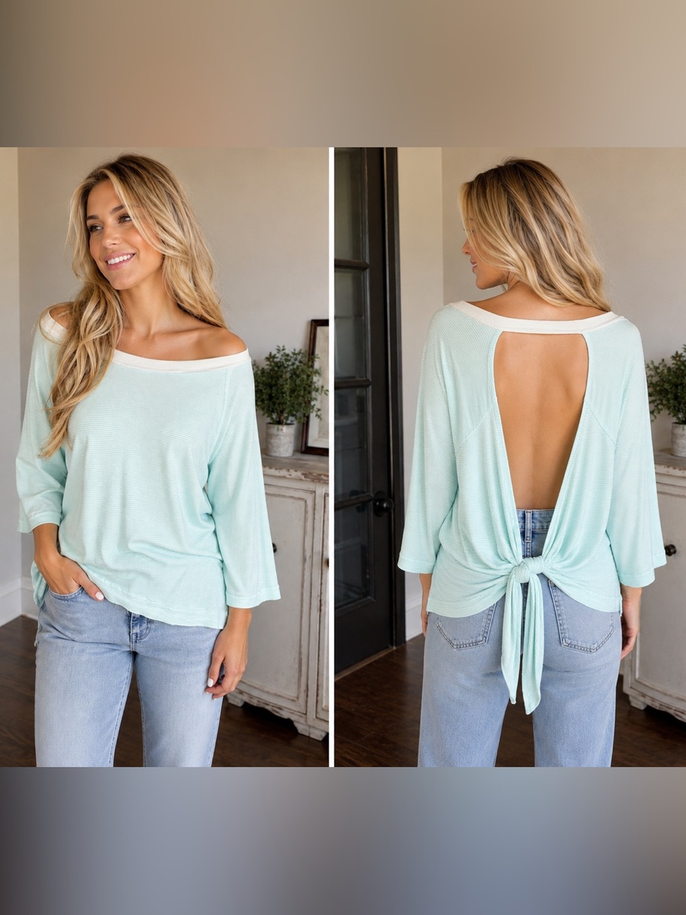 Daytrip Light Mint Green Off-Shoulder Ribbed Top